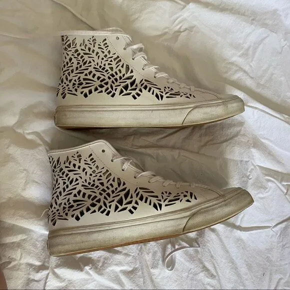 🍄 Rare White Cut Out High Top White Vans