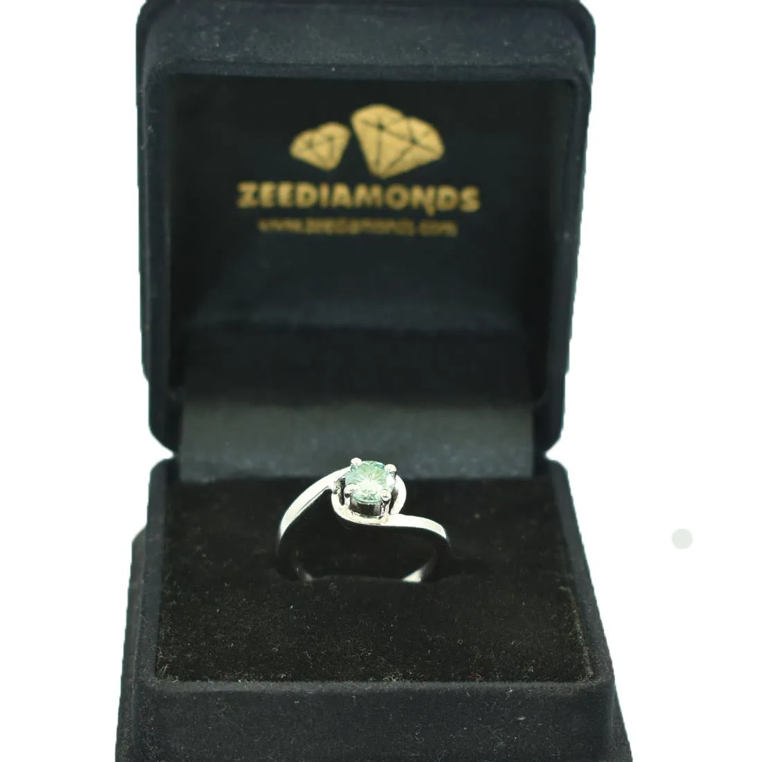 0.85 Ct Stylish Blue Diamond Solitaire Ring, AAA - Great Shine & Luster!