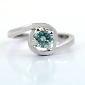0.85 Ct Stylish Blue Diamond Solitaire Ring, AAA - Great Shine & Luster!