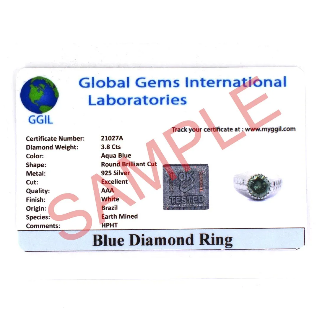 0.85 Ct Stylish Blue Diamond Solitaire Ring, AAA - Great Shine & Luster!