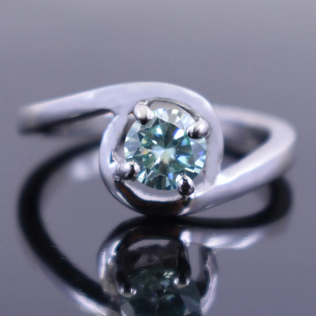 0.85 Ct Stylish Blue Diamond Solitaire Ring, AAA - Great Shine & Luster!