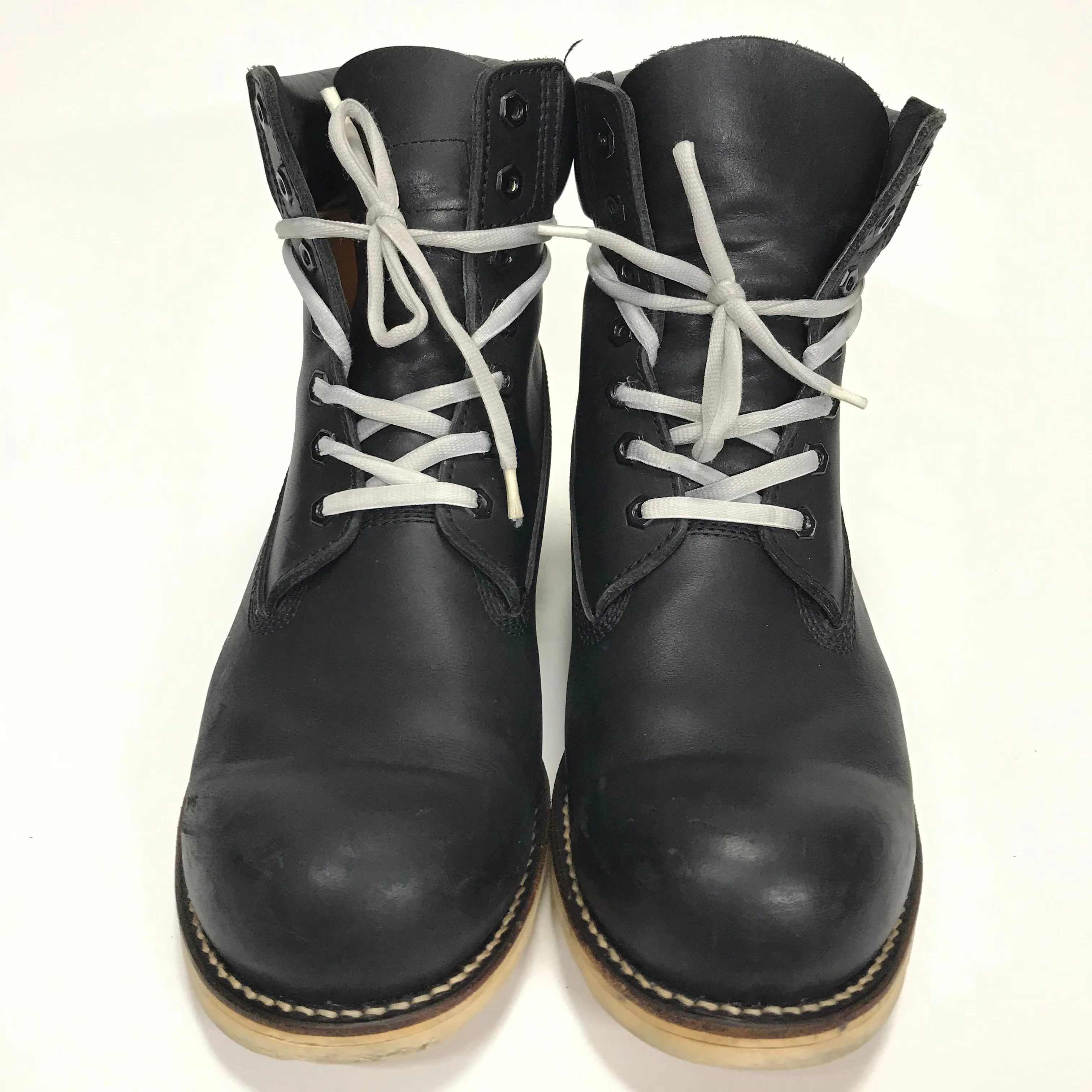 [10] A Bathing Ape Bape Footsoldier 7 Hole Round Toe Boots Black