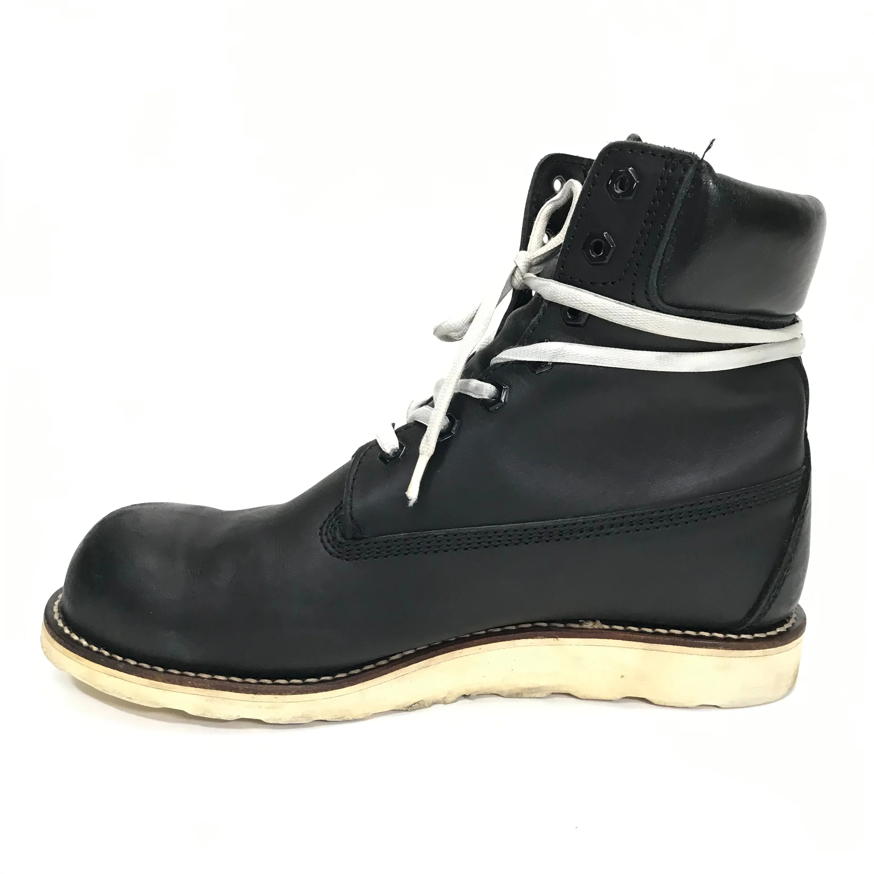 [10] A Bathing Ape Bape Footsoldier 7 Hole Round Toe Boots Black