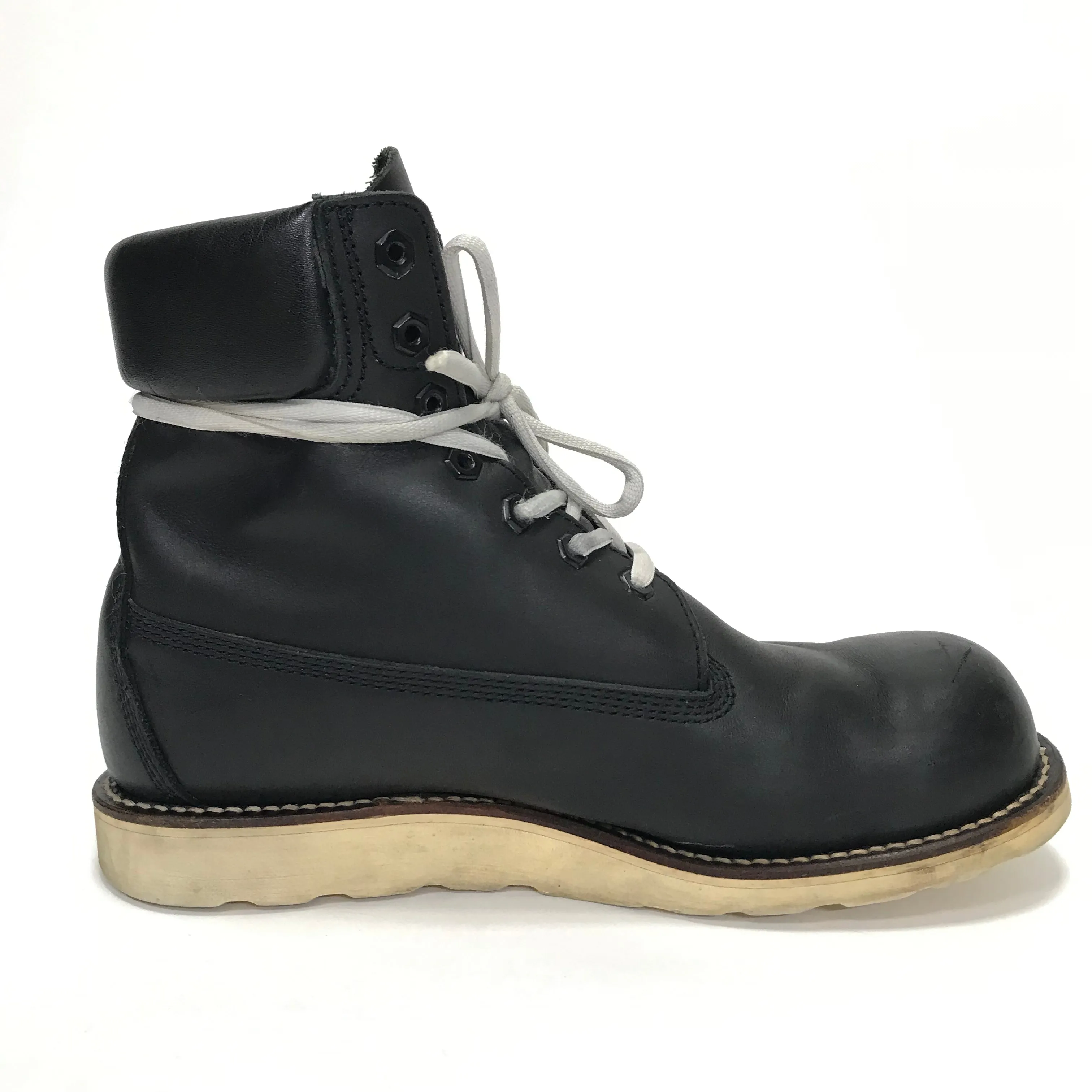 [10] A Bathing Ape Bape Footsoldier 7 Hole Round Toe Boots Black