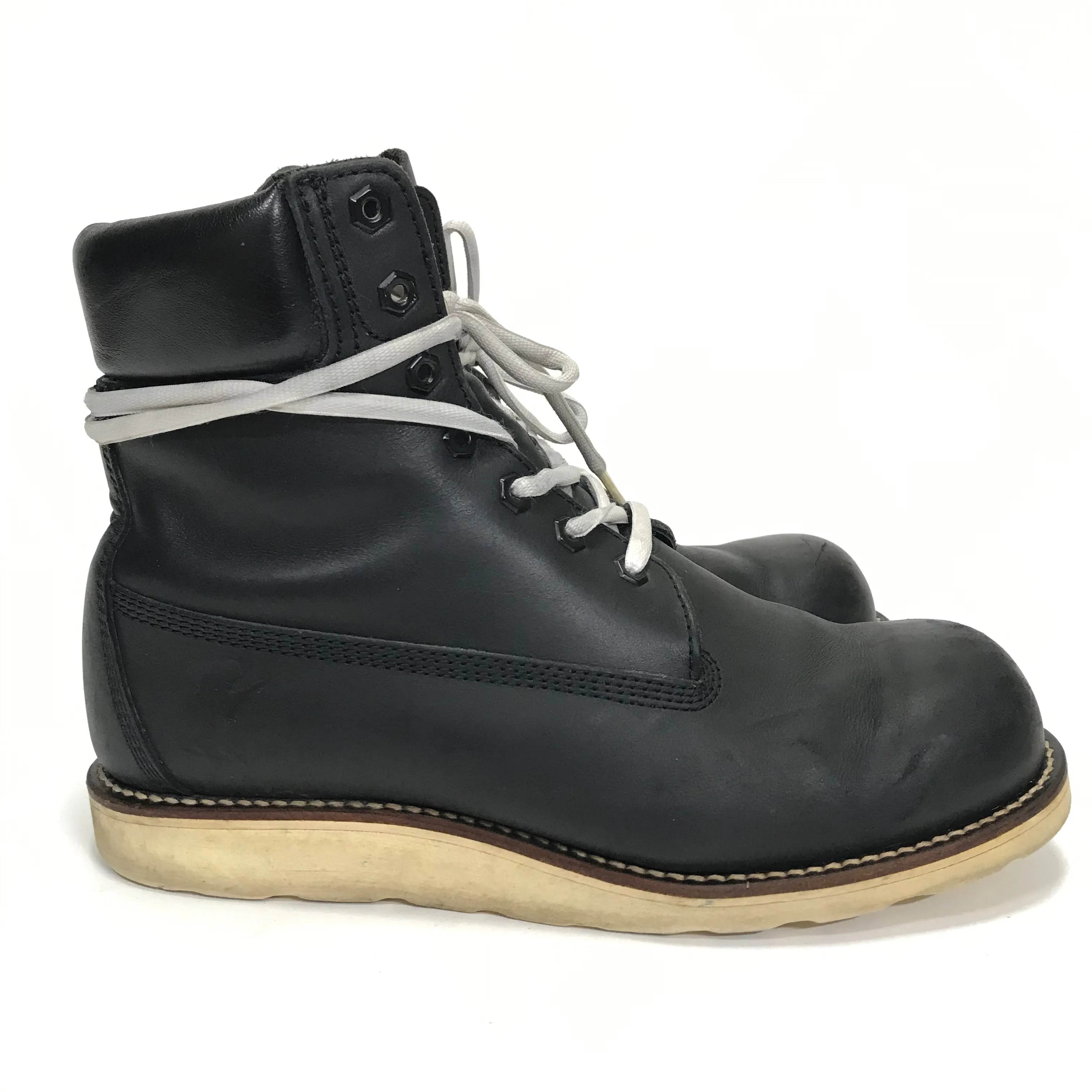 [10] A Bathing Ape Bape Footsoldier 7 Hole Round Toe Boots Black