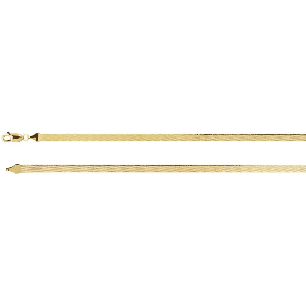 14k Yellow Gold 3.8mm Solid Flexible Herringbone 16" Chain