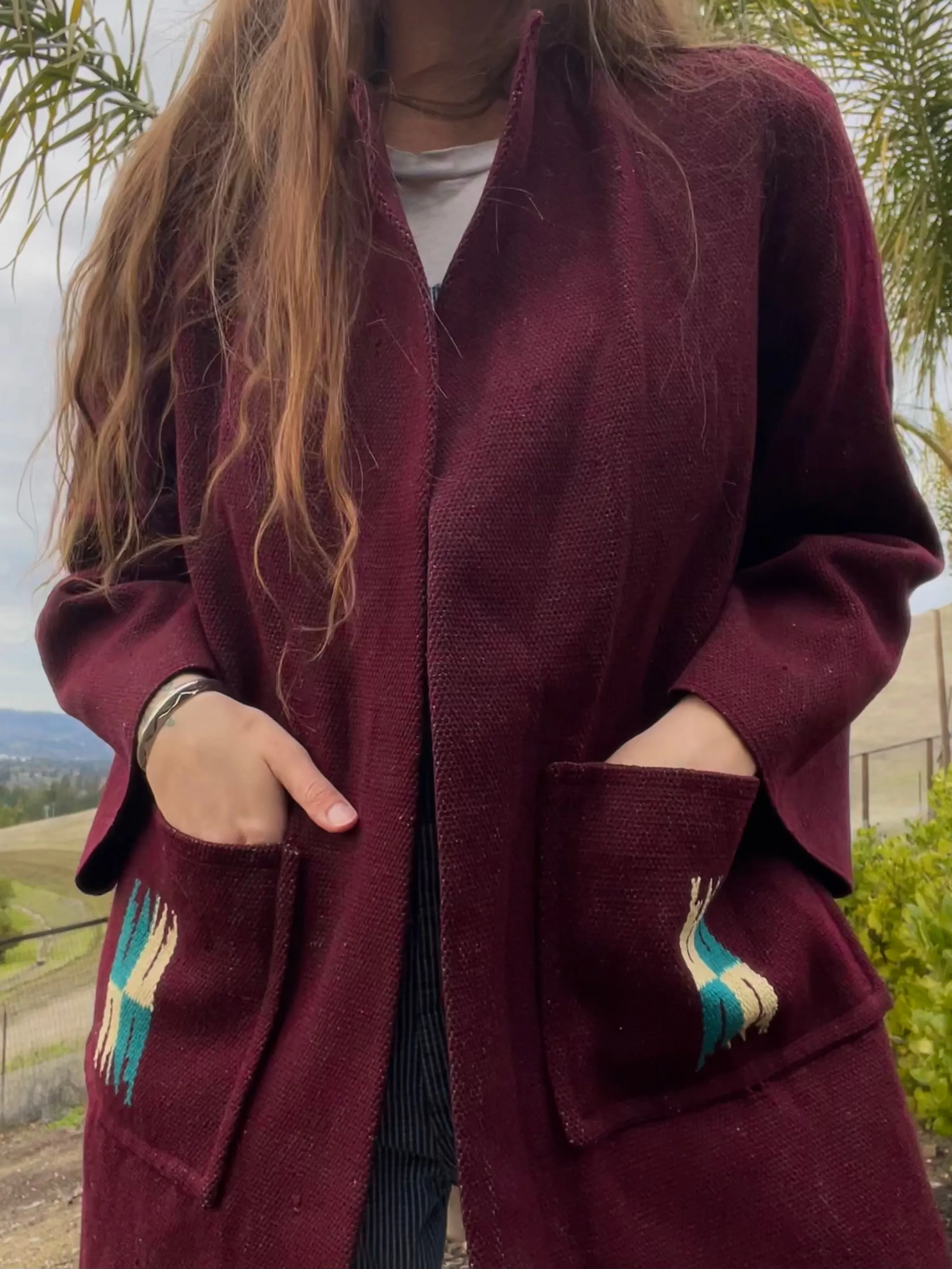 1940s Eggplant Chimayo Open Front Swing Coat