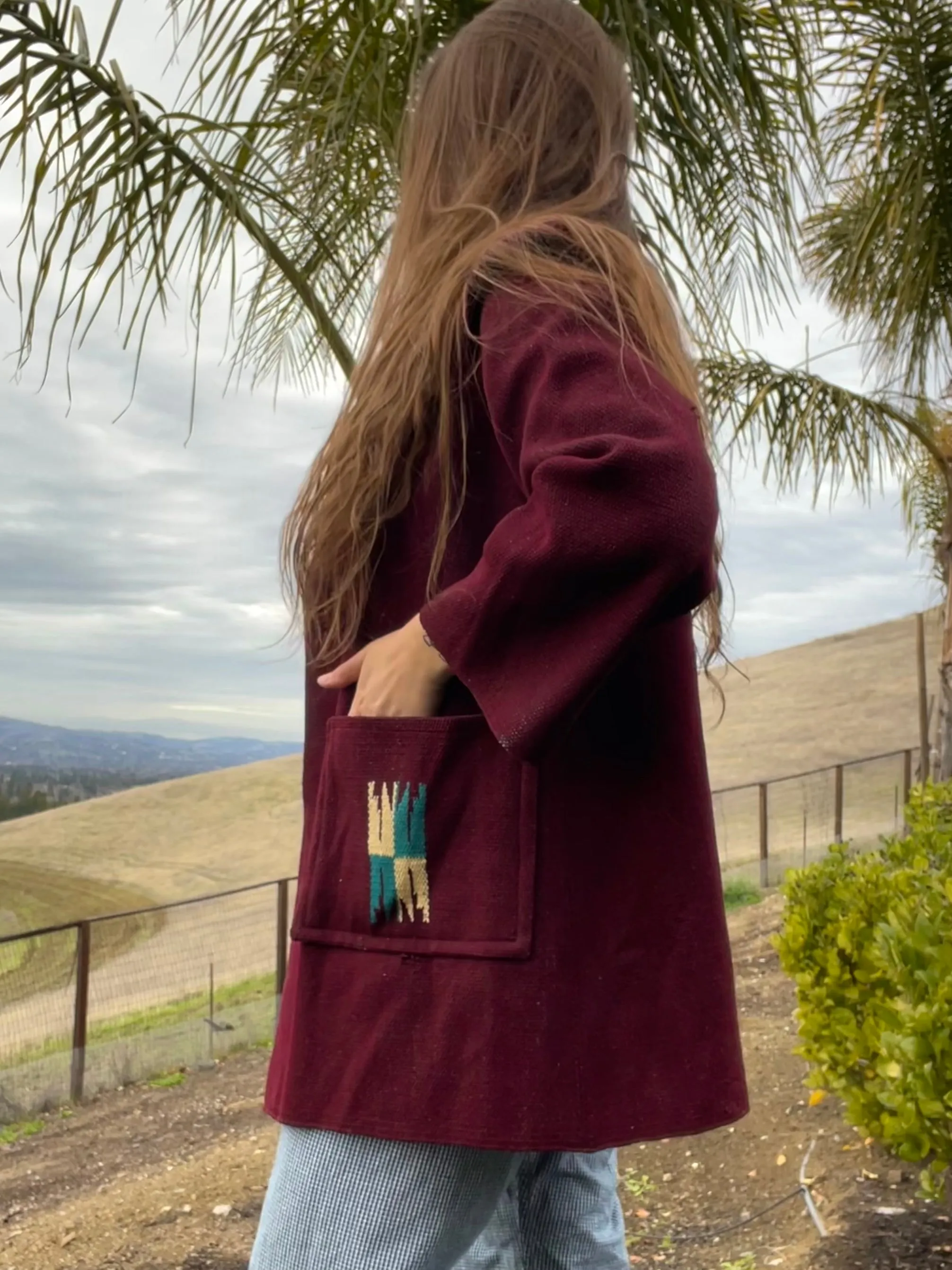1940s Eggplant Chimayo Open Front Swing Coat