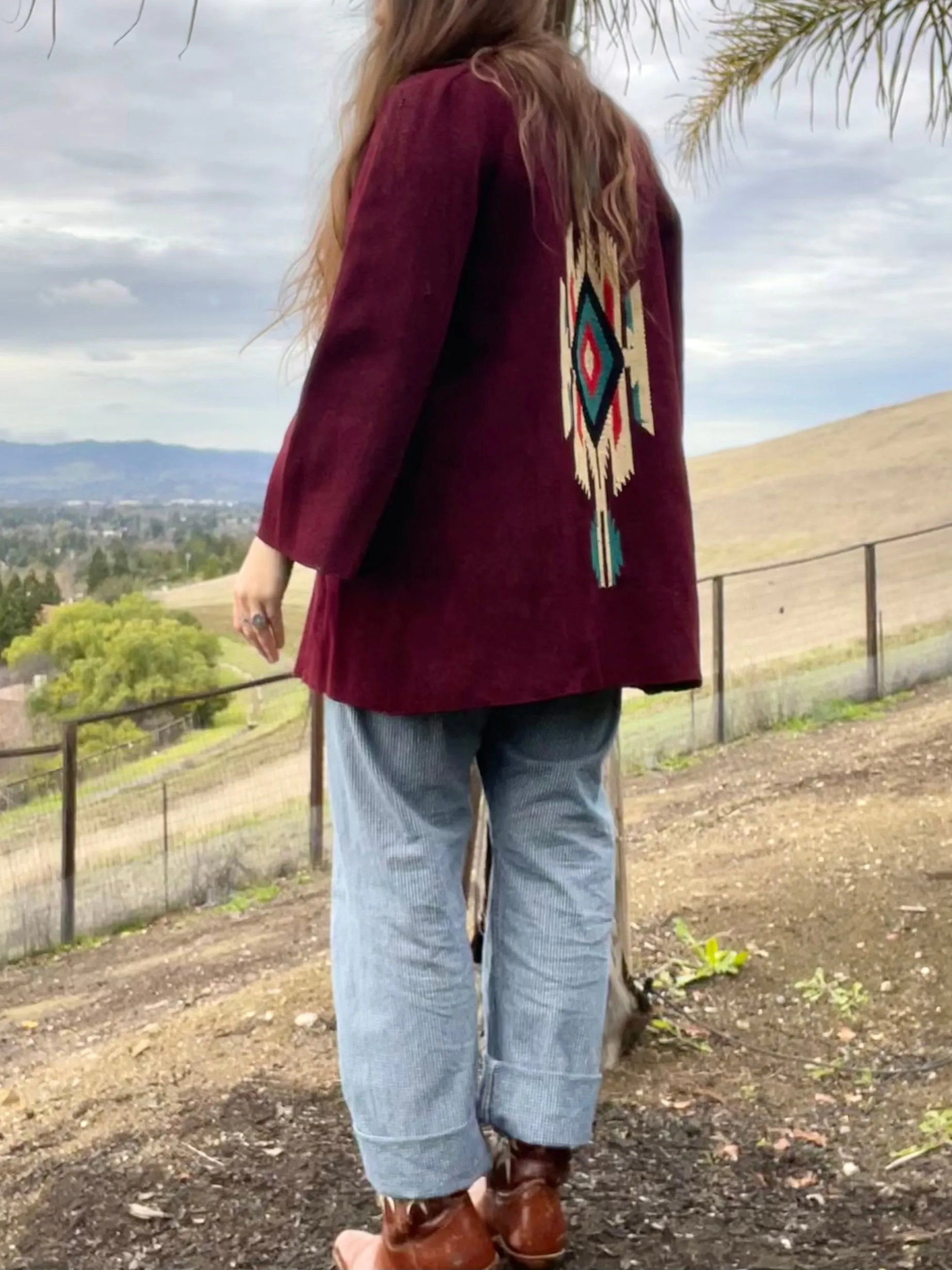 1940s Eggplant Chimayo Open Front Swing Coat
