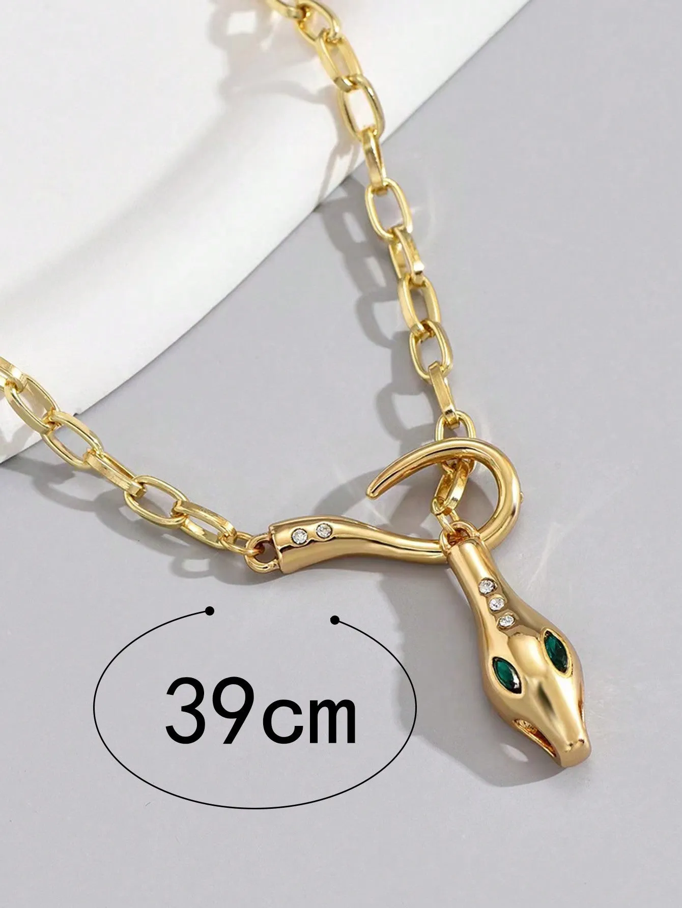 1pc Stylish Snake Design Necklace With Rhinestone