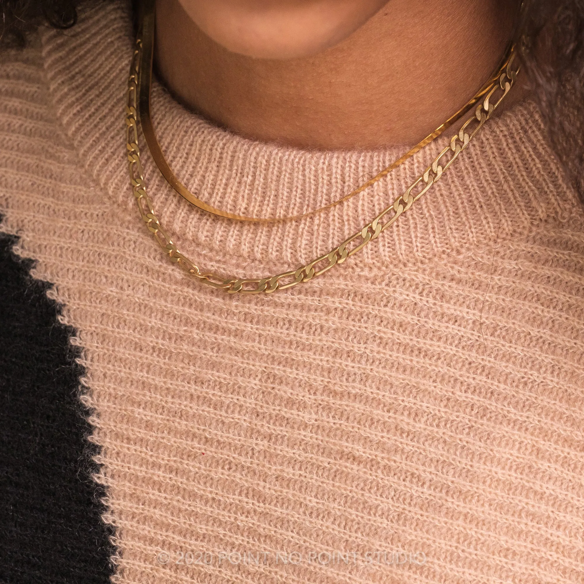 2.8mm Flexible Herringbone, 18" Chain Necklace, 14k yellow gold