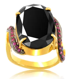 3 Ct AAA Certified Black Diamond Ring With Gemstones Accents, Great Sparkle & Very Stylish
