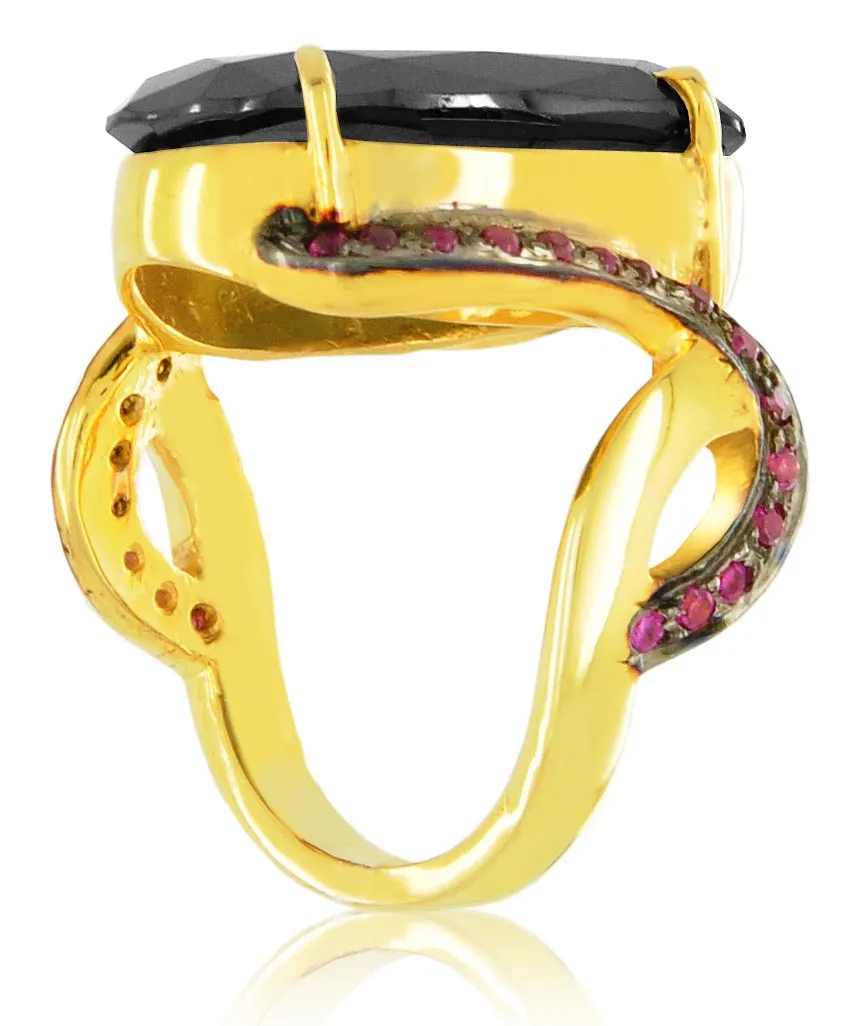 3 Ct AAA Certified Black Diamond Ring With Gemstones Accents, Great Sparkle & Very Stylish