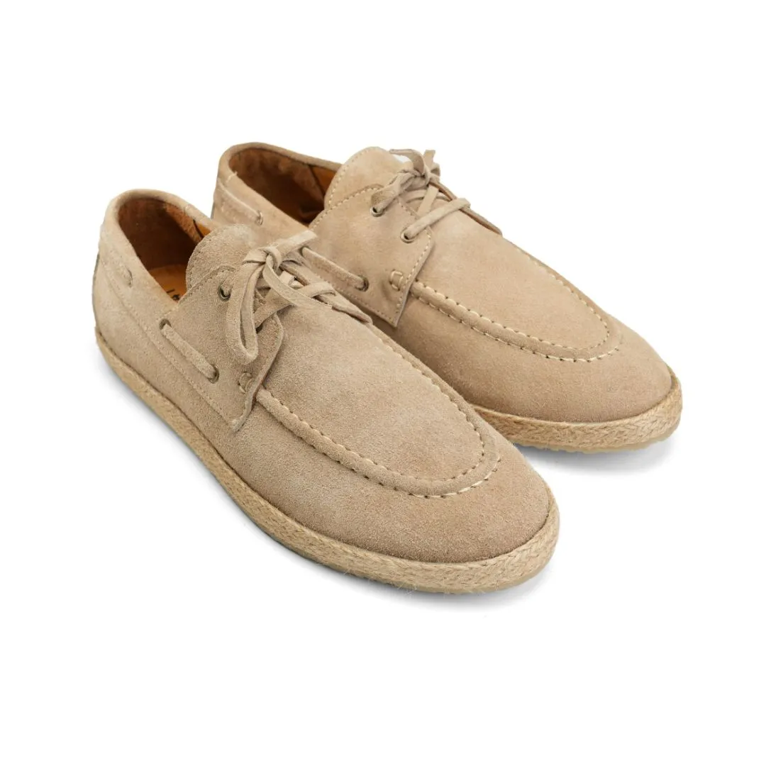 Achilles | Suede Espadrille Boat  - Beige