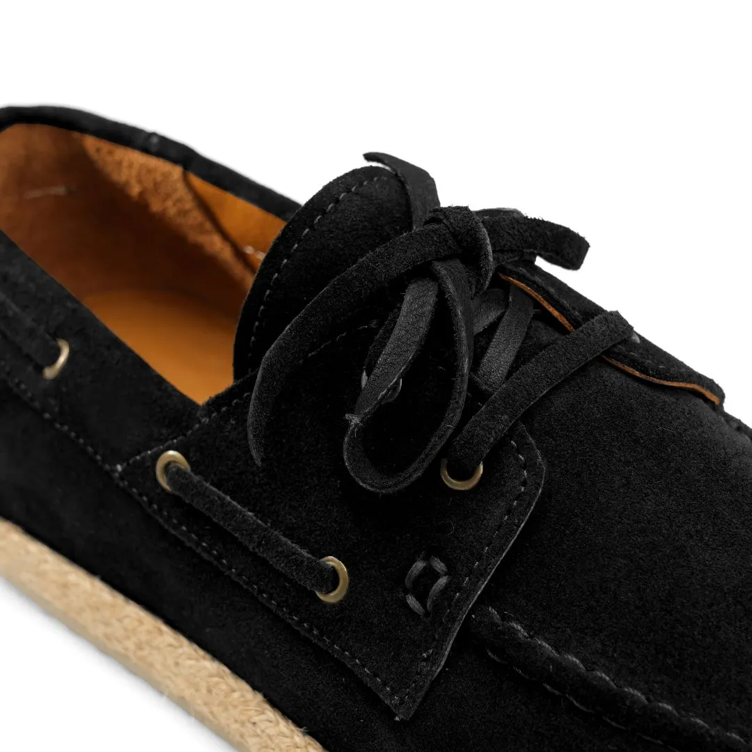 Achilles | Suede Espadrille Boat  - black