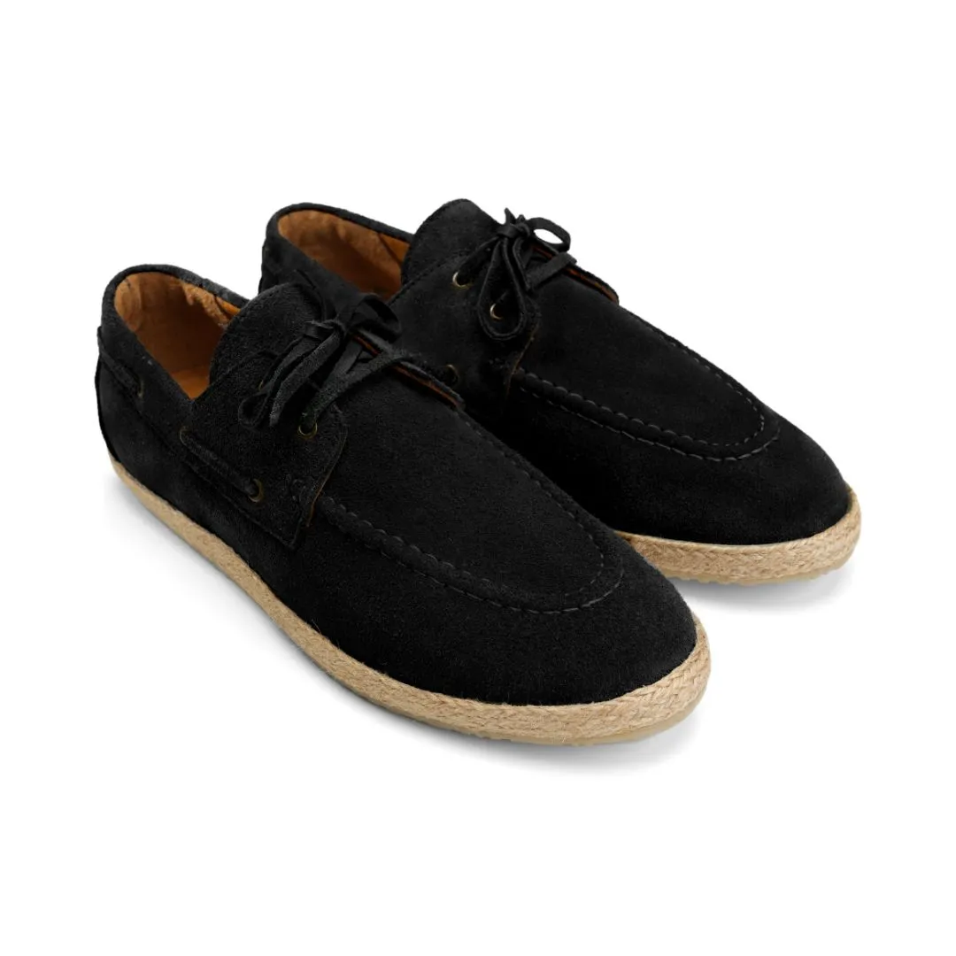 Achilles | Suede Espadrille Boat  - black