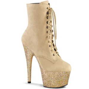 ADORE-1020FSMG  Beige Faux Suede/Beige Multi Mini Glitter
