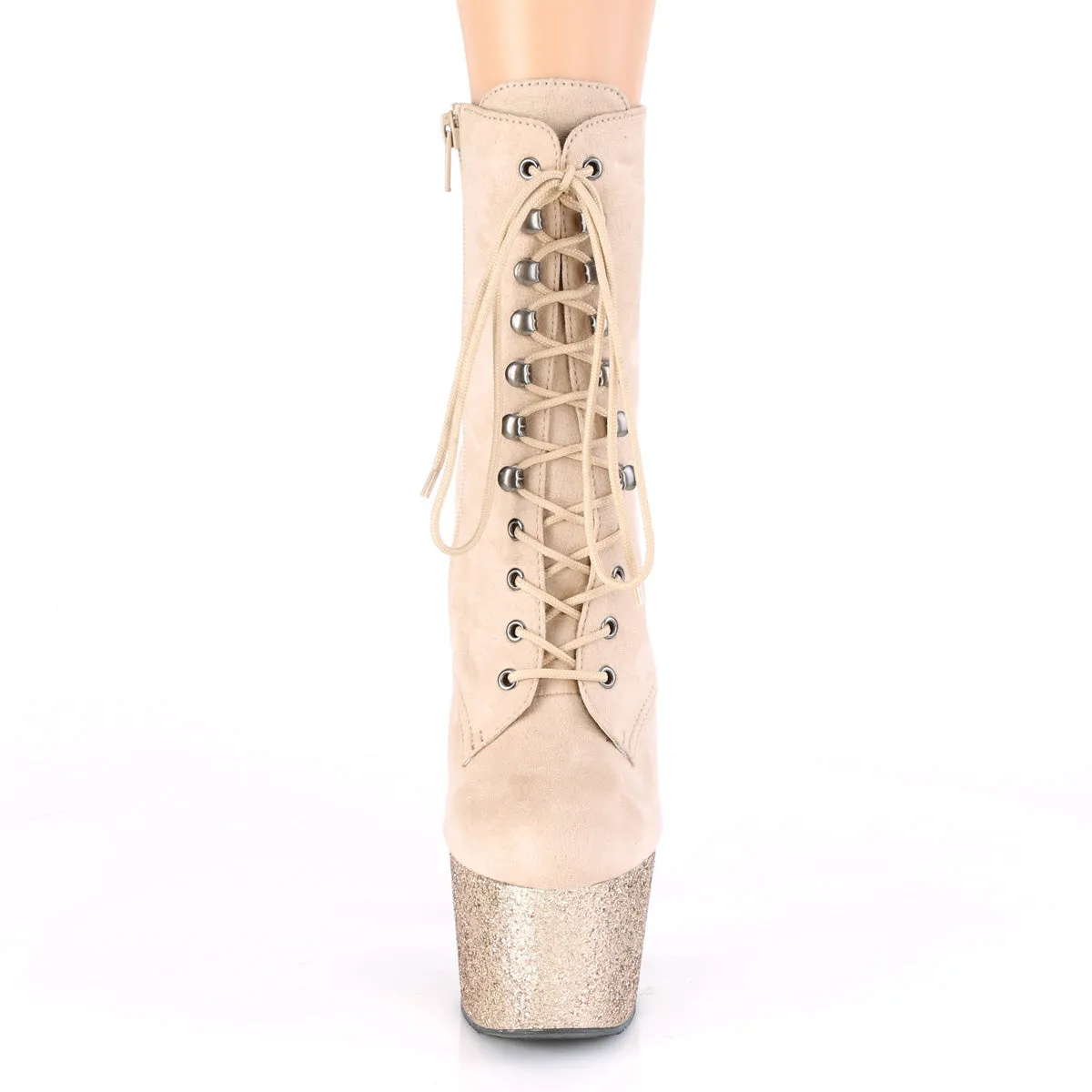 ADORE-1020FSMG  Beige Faux Suede/Beige Multi Mini Glitter