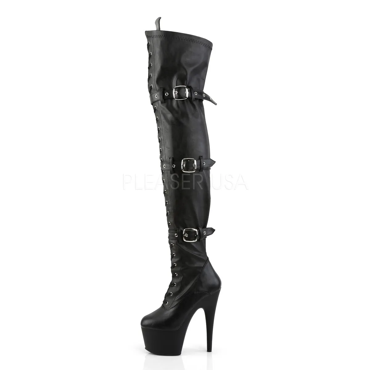 ADORE-3028  Black Str Faux Leather/Black Matte