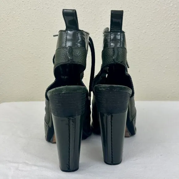Alexander Wang Dakota Pebbled Leather Lace Up Platform Booties EU 38 US 7.5