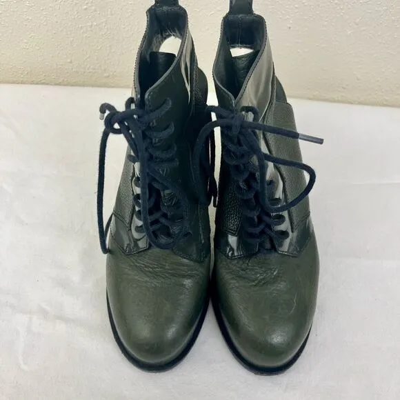 Alexander Wang Dakota Pebbled Leather Lace Up Platform Booties EU 38 US 7.5