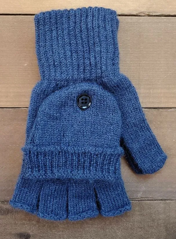 Alpaca Glittens - Made in USA Glove convertible to Mitten for Men, Women in Small Medium Large