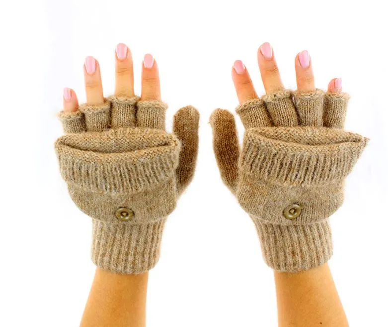Alpaca Glittens - Made in USA Glove convertible to Mitten for Men, Women in Small Medium Large