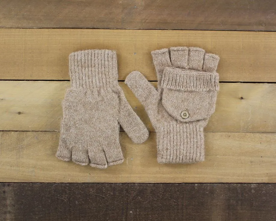 Alpaca Glittens - Made in USA Glove convertible to Mitten for Men, Women in Small Medium Large