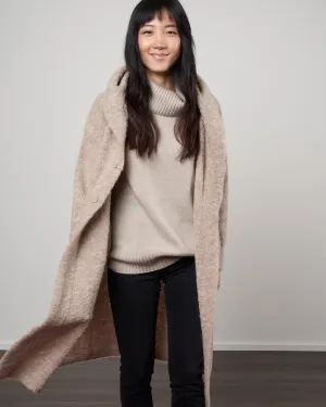 alpaca long coat sweater - beige