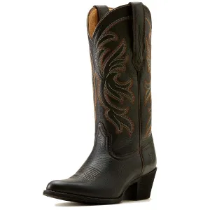 ARIAT Heritage J Toe Stretchfit Western Boots - Womens Cowgirl - Black Deertan