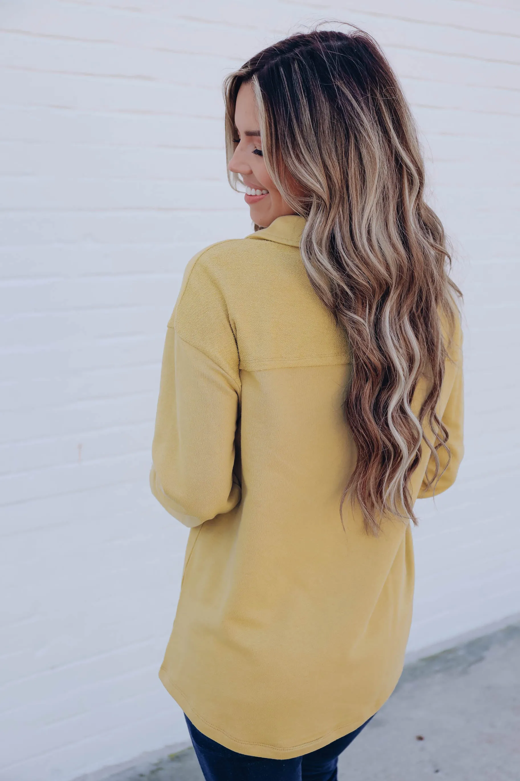 Aster Raw Edge Button Up Shirt - Mustard