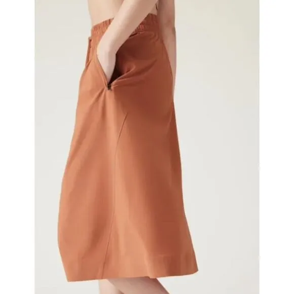 Athleta Arrival MIDI Skirt Size 20 Sunbaked Clay Red NWT Fall Travel Comfort $89