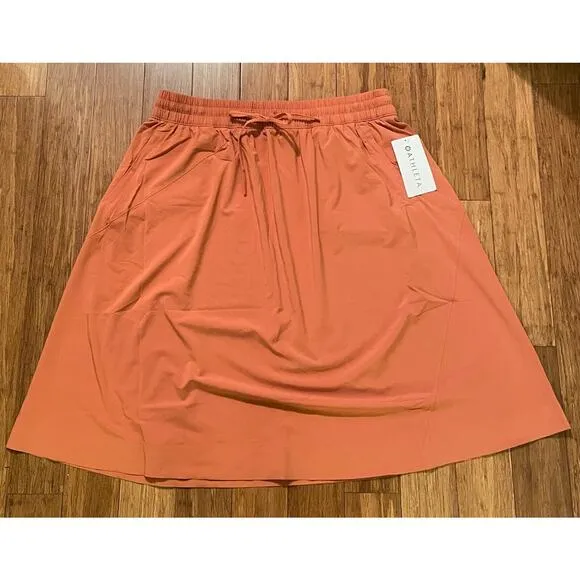 Athleta Arrival MIDI Skirt Size 20 Sunbaked Clay Red NWT Fall Travel Comfort $89