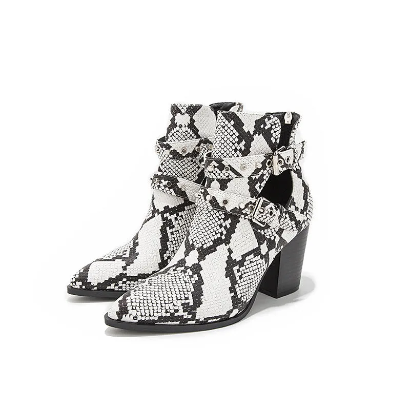 Autumn Short Tube Belt Buckle Printed Boots