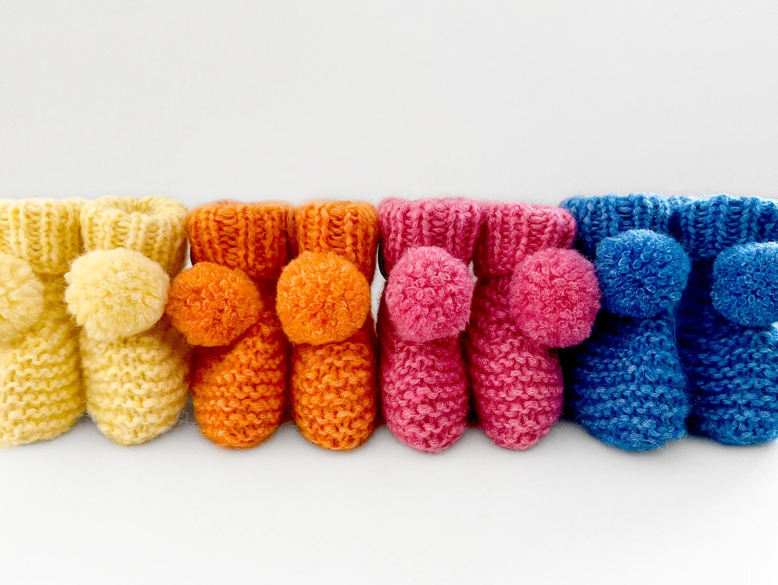 Baby Booties with pom-pom in blue | Hand-knitted in Ireland