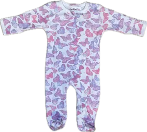 BABY STEPS- Footie/Butterflies, Lilac