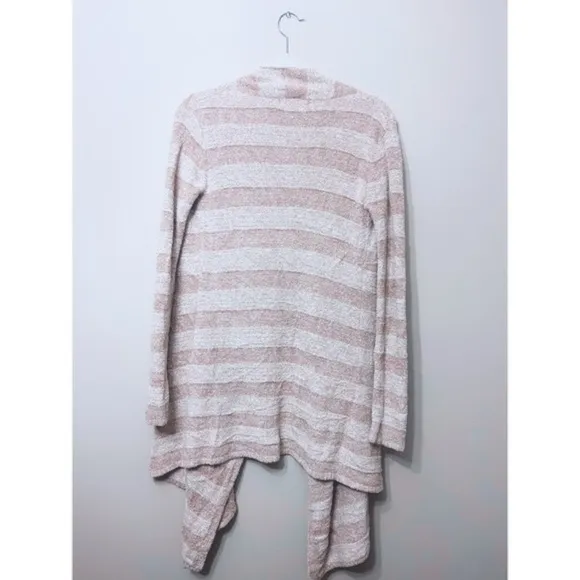 Barefoot Dreams Triped Bamboo Chic Lite Brown Cardigan