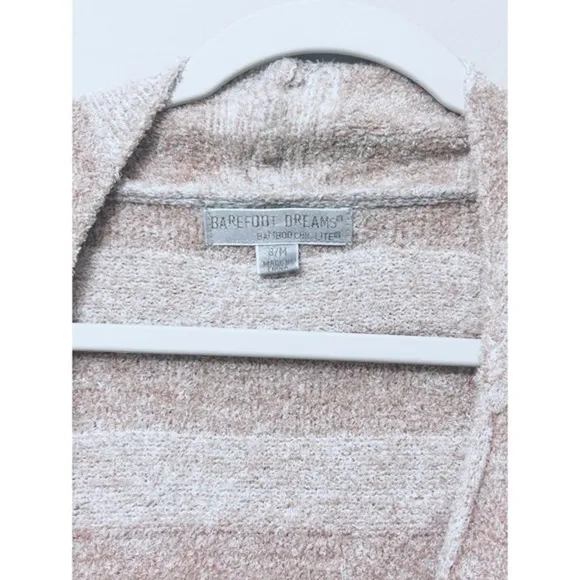 Barefoot Dreams Triped Bamboo Chic Lite Brown Cardigan
