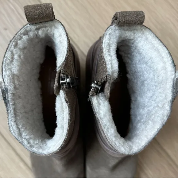 Belle Sigerson Morrison Laica Suede Shearling Fur Buckle Boot Taupe Brown 6.5