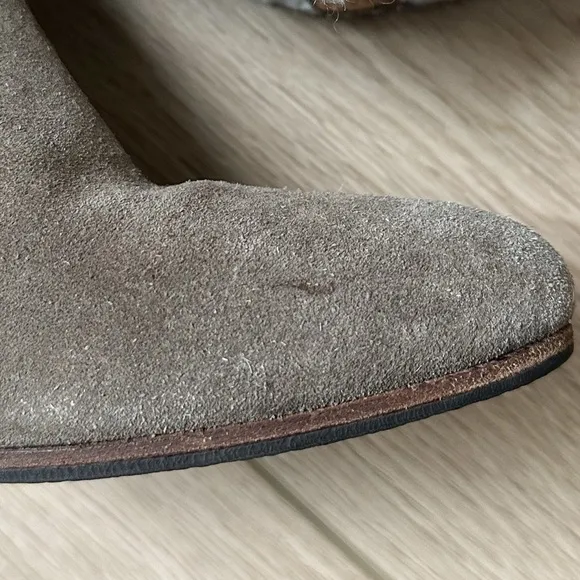 Belle Sigerson Morrison Laica Suede Shearling Fur Buckle Boot Taupe Brown 6.5