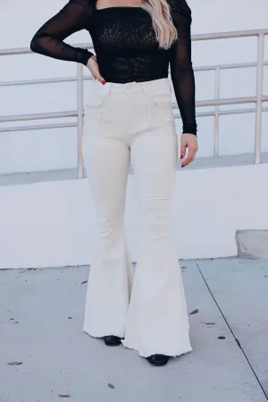 Bishop Rhinestone Flare Pants - Ivory