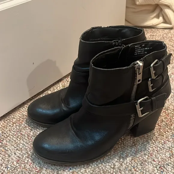 Black Buckle Booties Size 10M