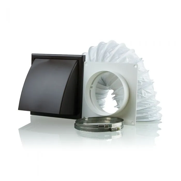 Blauberg DK-150-PVC-BRO Ventilation PVC Flexible Duct Cowled Wall Kit 6" 150mm Brown