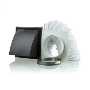Blauberg DK-150-PVC-BRO Ventilation PVC Flexible Duct Cowled Wall Kit 6" 150mm Brown