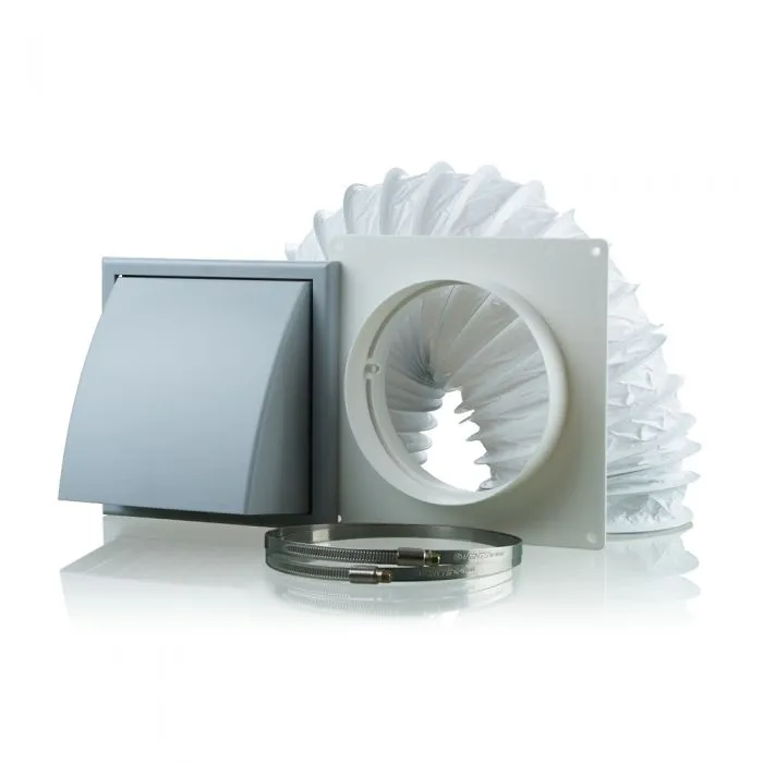 Blauberg DK-150-PVC-GRY Ventilation PVC Flexible Duct Cowled Wall Kit 6" 150mm Grey