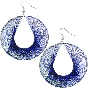 Blue Cheetah Woven Thread Earrings