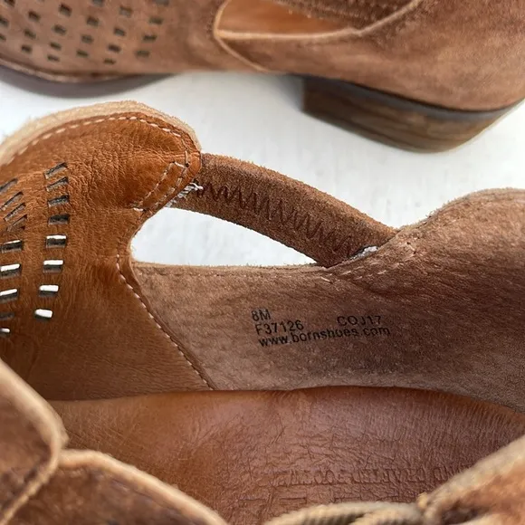 Born Nanna Rust Brown Perforated Leather Booties F37126 Sz 8