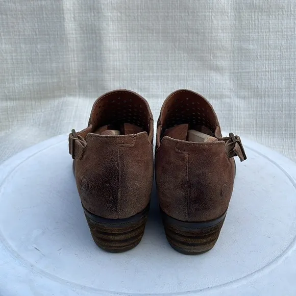 Born Nanna Rust Brown Perforated Leather Booties F37126 Sz 8