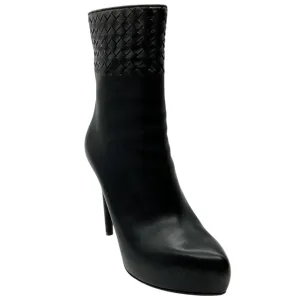 Bottega Veneta Black Leather New VIP Intrecciato Platform Booties