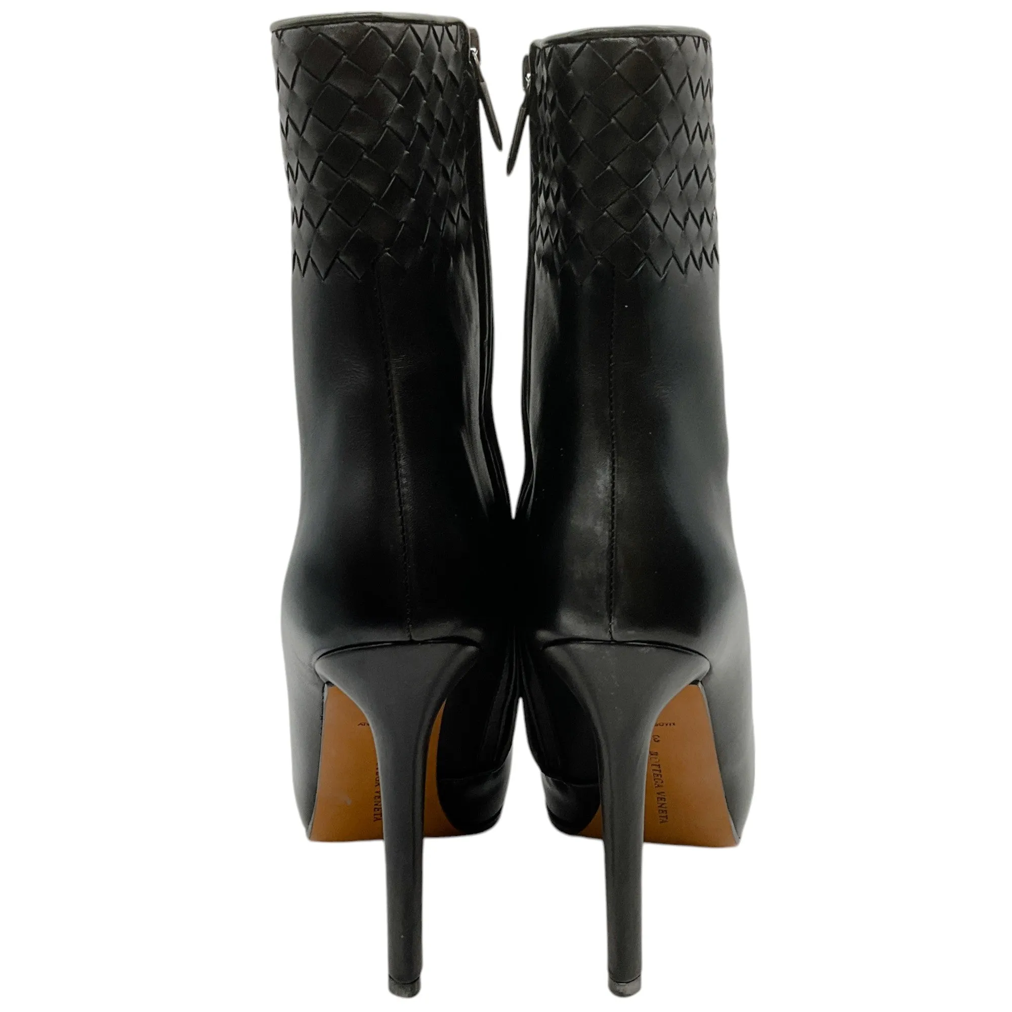 Bottega Veneta Black Leather New VIP Intrecciato Platform Booties